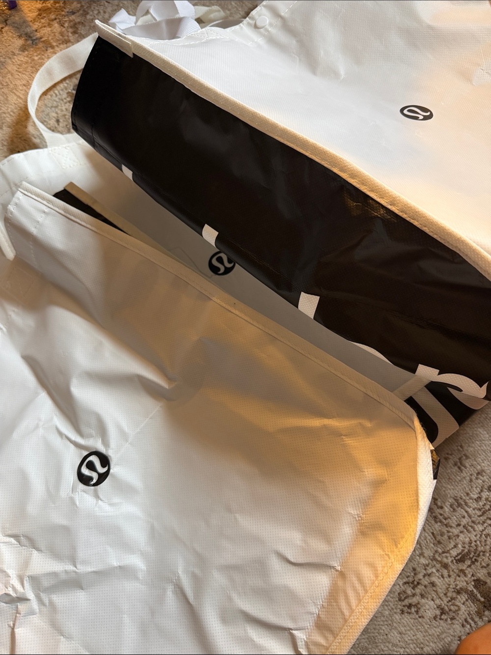 Bundle of 3 Lululemon Large Shopping Bag White & Black
